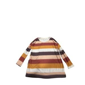 BIB! Women's Striped Long Sleeve Tunic Top Shirt Size Small Earth Tones‎